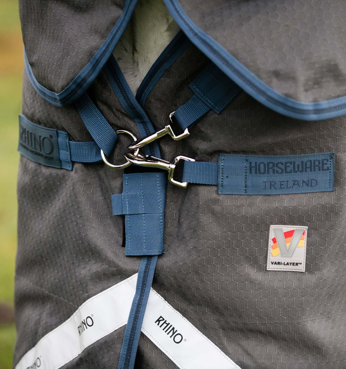 Capa Horseware Rhino Hexstop Plus Turnout 100g Cinza / índigo / marinho Cinzento