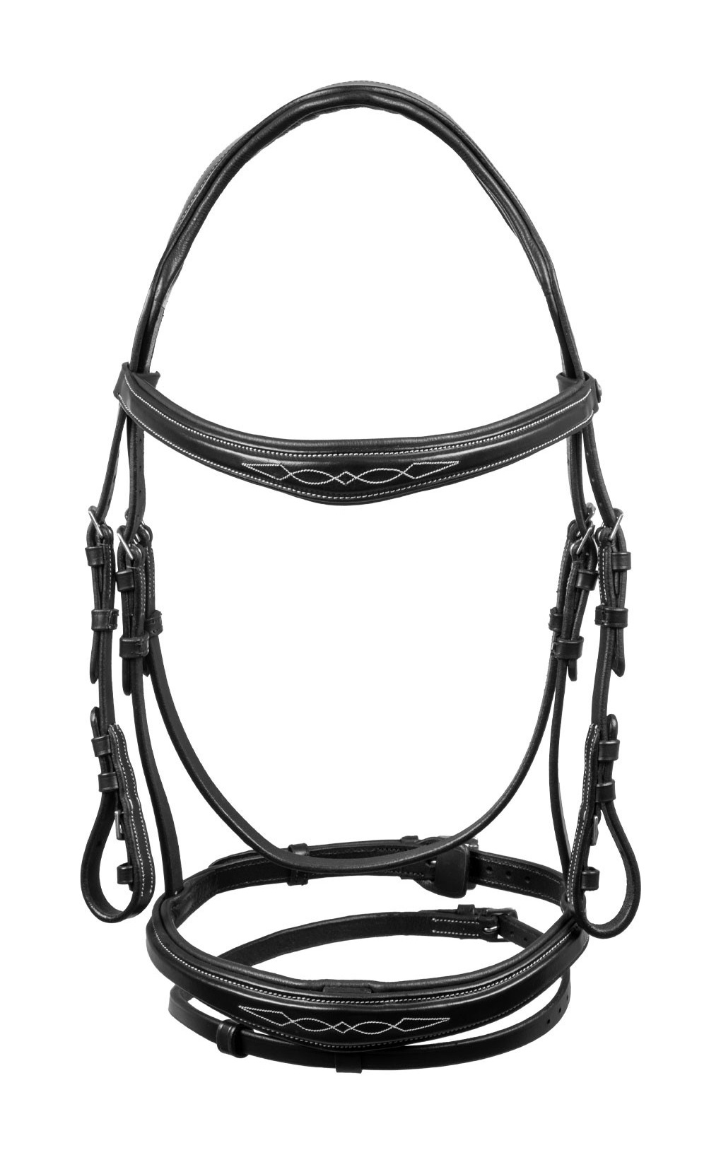 Filete de couro macio costurado Equestro Preto