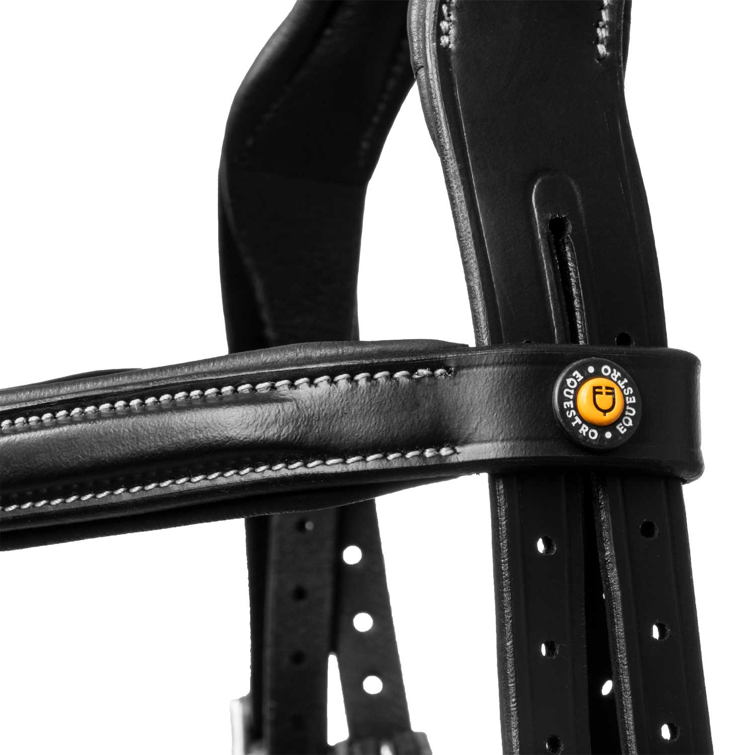 Filete de couro macio costurado Equestro Preto