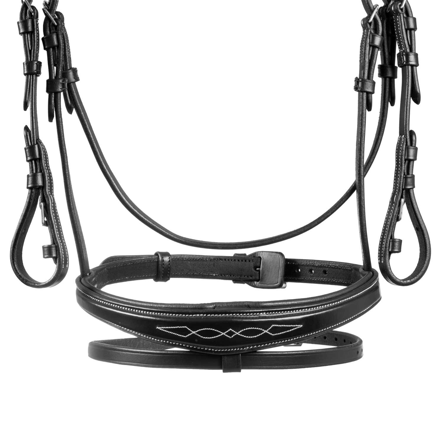 Filete de couro macio costurado Equestro Preto