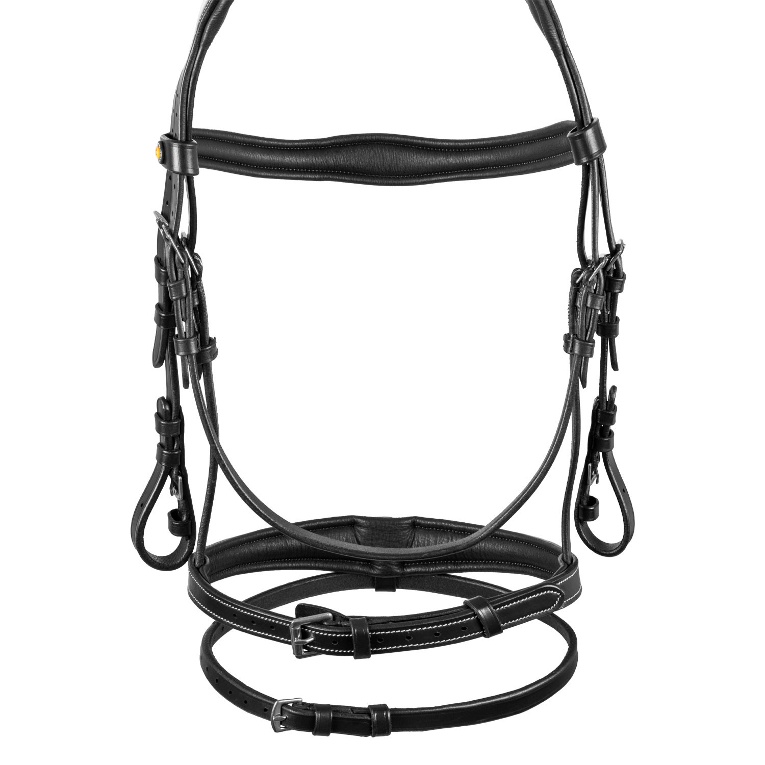 Filete de couro macio costurado Equestro Preto