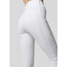 Legging de Equitação Michelle com logo e full grip feminino - Branco / ouro rosa