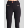 Calça de Montar Molly Yati feminina cintura alta full grip - Preto / ouro rosa