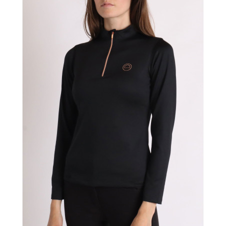 Polo de equitação Everly infantil de mangas compridas rosa dourado