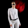 Polo de competição feminino Equestro Ridertechnology de mangas compridas com zíper - Branco