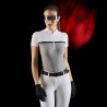 Polo de competição feminino Equestro Ridertechnology em tecido perfurado - Branco / pássaro zombeteiro