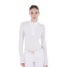Polo de competição slim fit feminino com inserções em malha Equestro - Branco