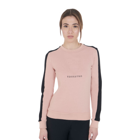 Sweatshirt feminino com gola redonda e logotipo estampado Equestro