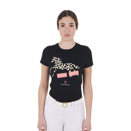 T-shirt de algodão feminino Crazy Horse Equestro