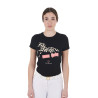 T-shirt de algodão feminino Crazy Horse Equestro - Preto