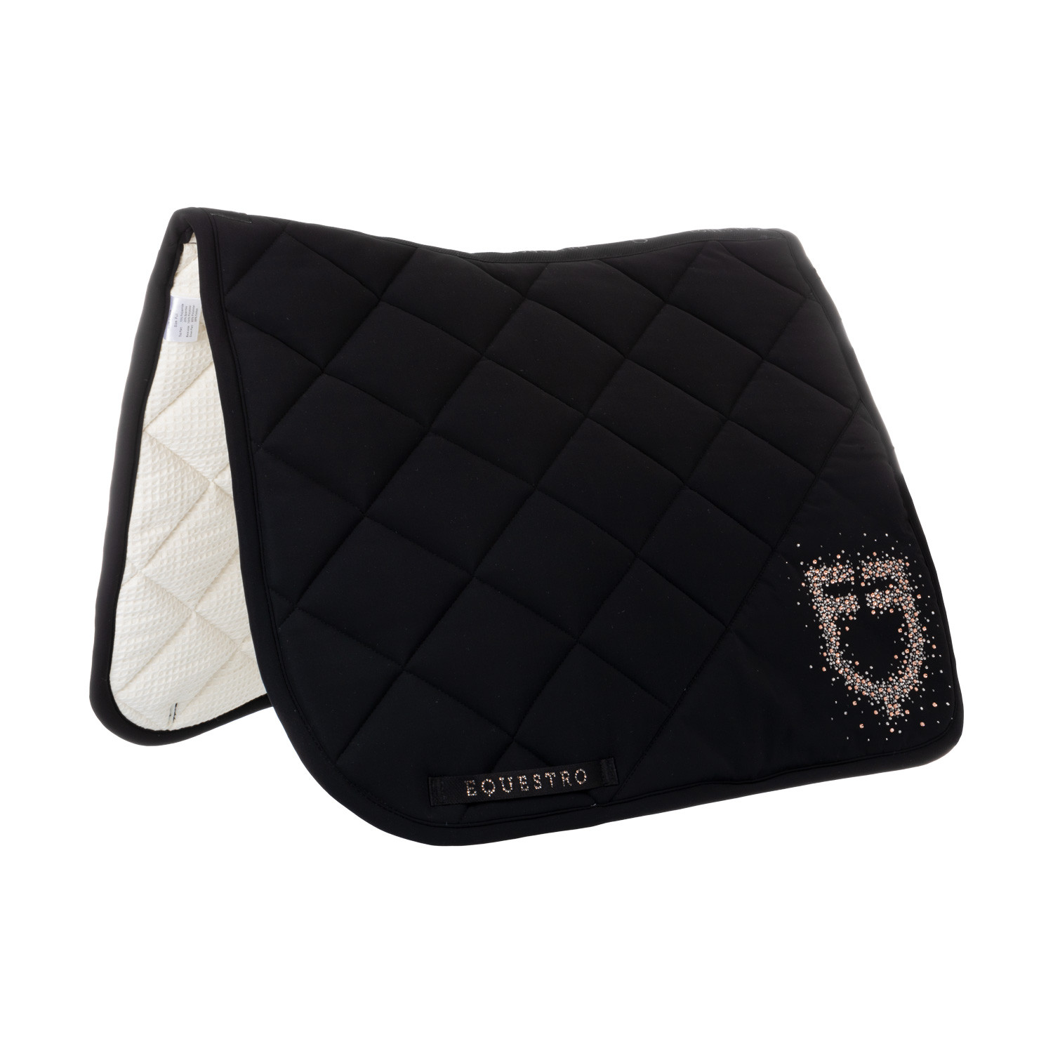 Almofada de sela de dressage Equestro com logótipo em strass Preto