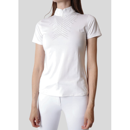 Polo de competição Montar Bling mangas curtas feminino