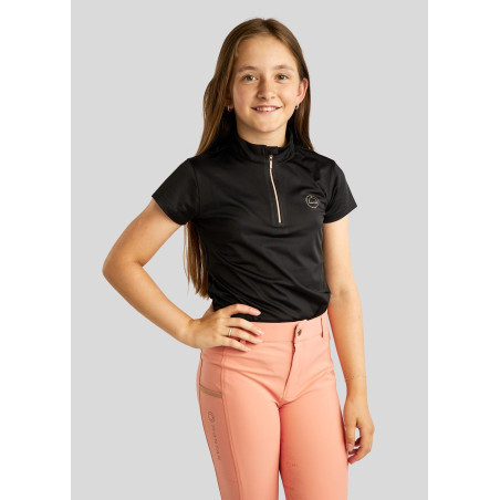 Polo Montar Everly infantil de mangas curtas rosa dourado