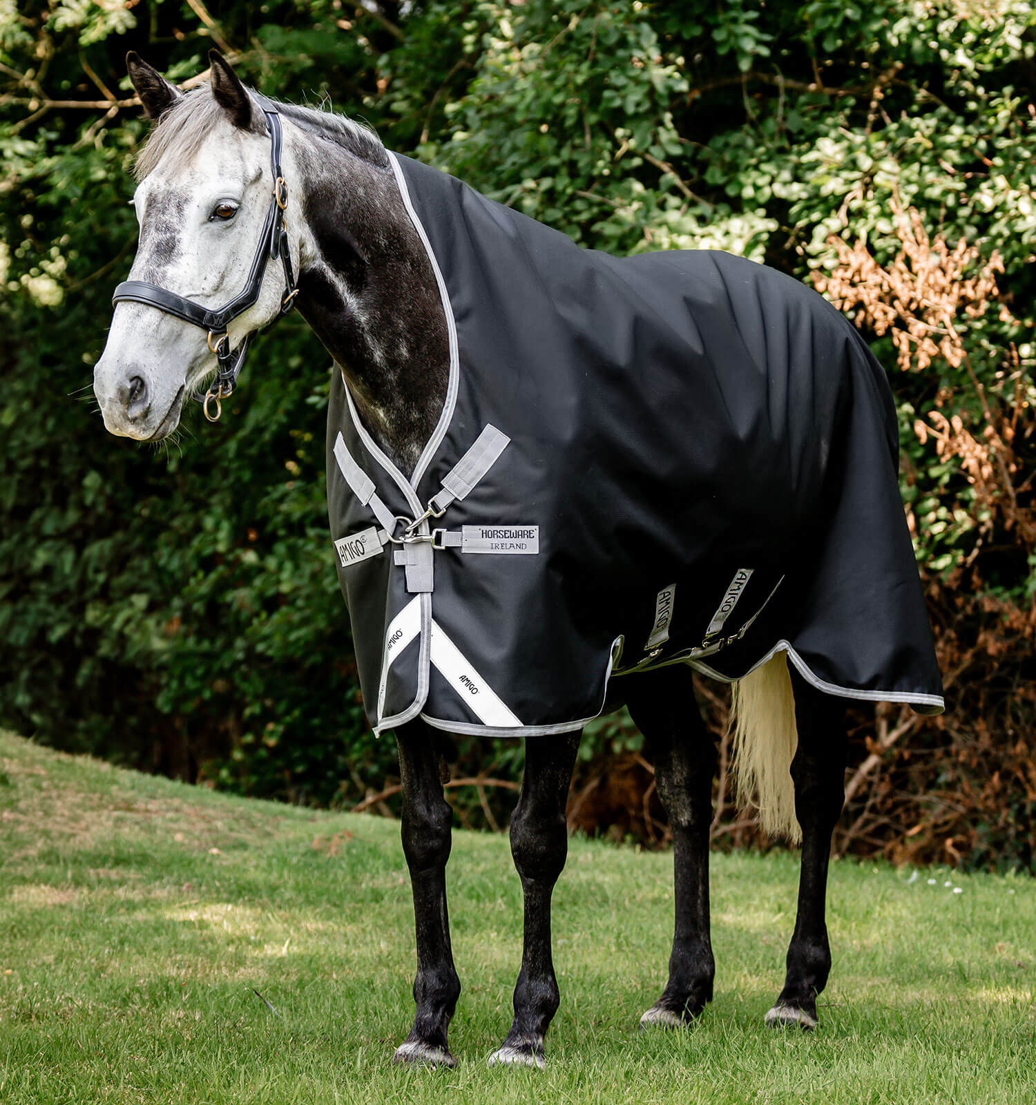 Cobertura Horseware Amigo Bravo 12 Wug 400g Preto / cinza titânio / prata