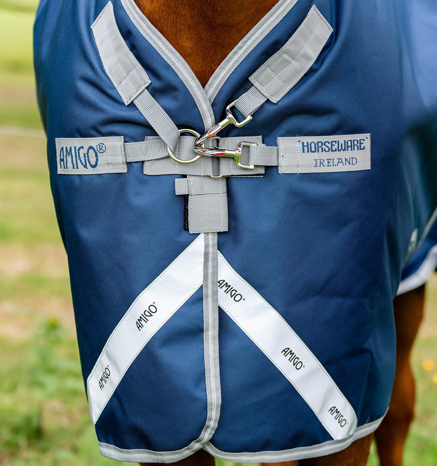 Capa Horseware Amigo 1200D Plus Turnout Bundle 50g 100g e 200g Marinho / cinza titânio / prata Azul-marinho