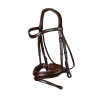 Bridão coleção Dy'on dressage couro liso Cavesse combinada média com fecho Pull-Back - Castanho