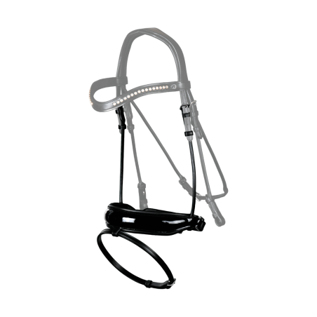 Muserola Dy'on dressage couro redondo Combinada Larga Fecho Pull Back Envernizada