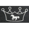 Emblema termocolante coroa e cavalo HKM - Prata flex moda glitter
