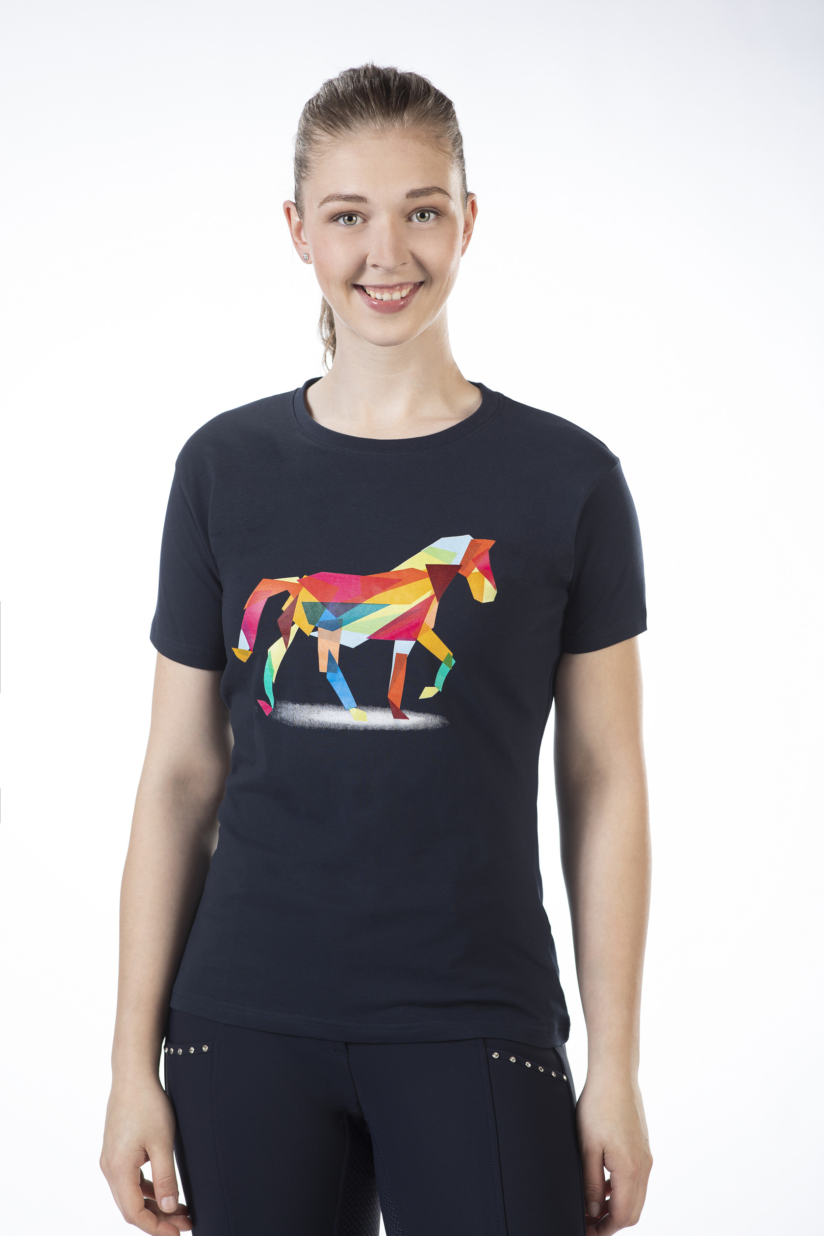 T-shirt Cavalo Colorido HKM Azul escuro