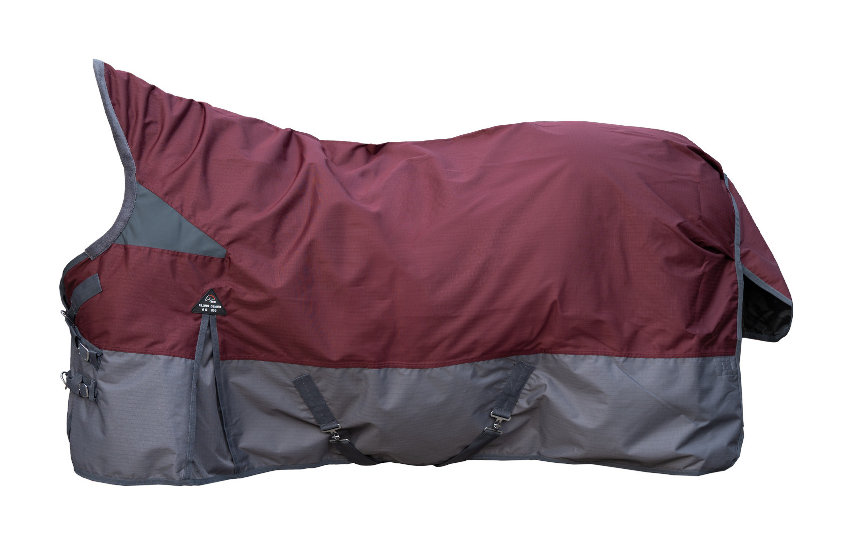 Cobertura highneck HKM Yukon 600D 100g Vermelho escuro / cinza Cobertura highneck HKM Yukon 600D 100g Vermelho escuro / cinza