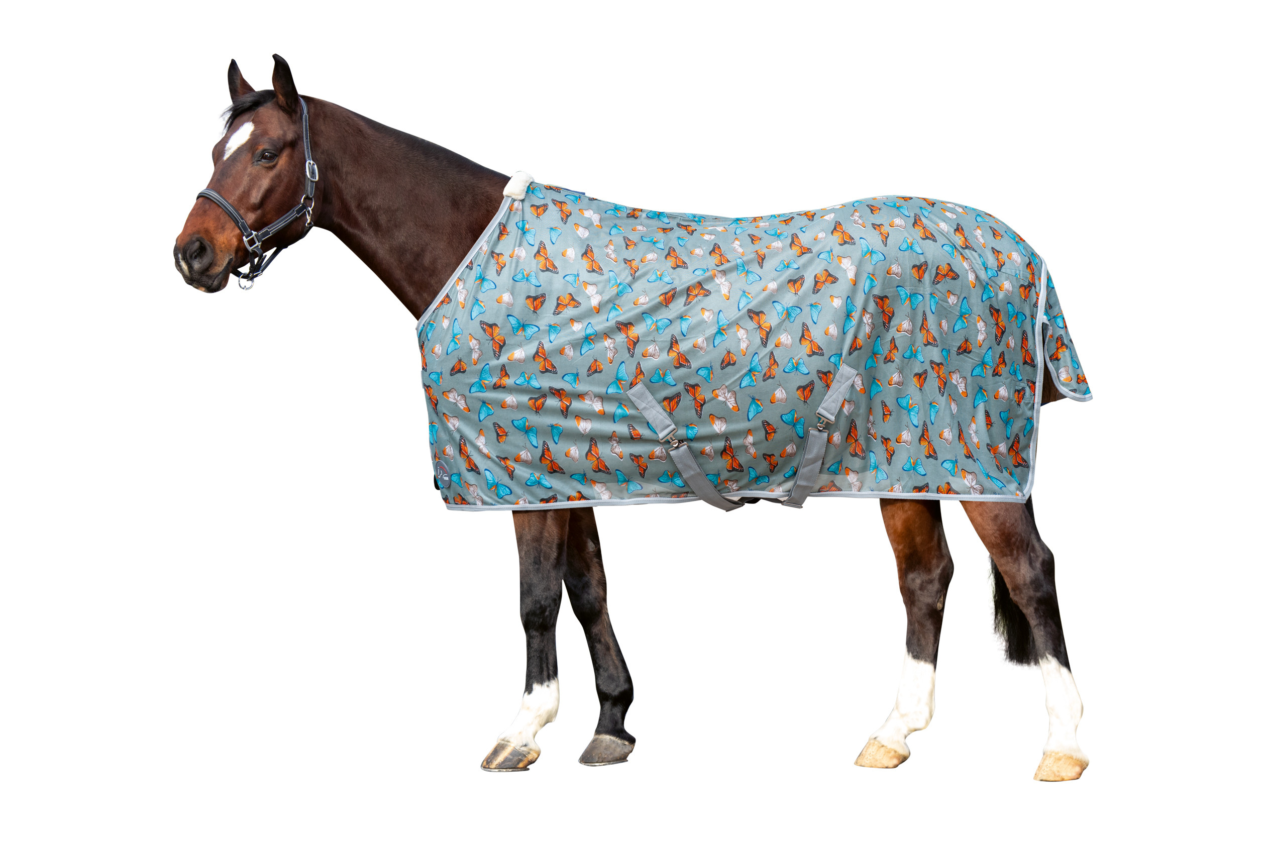 Capa anti-moscas HKM Butterfly Cinza claro Cinzento