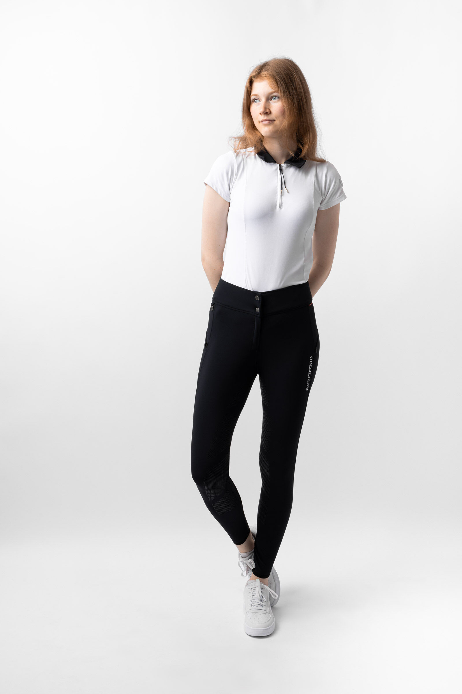 Calça de equitação térmica com assento completo em silicone Justine feminino B Vertigo Azul-marinho escuro