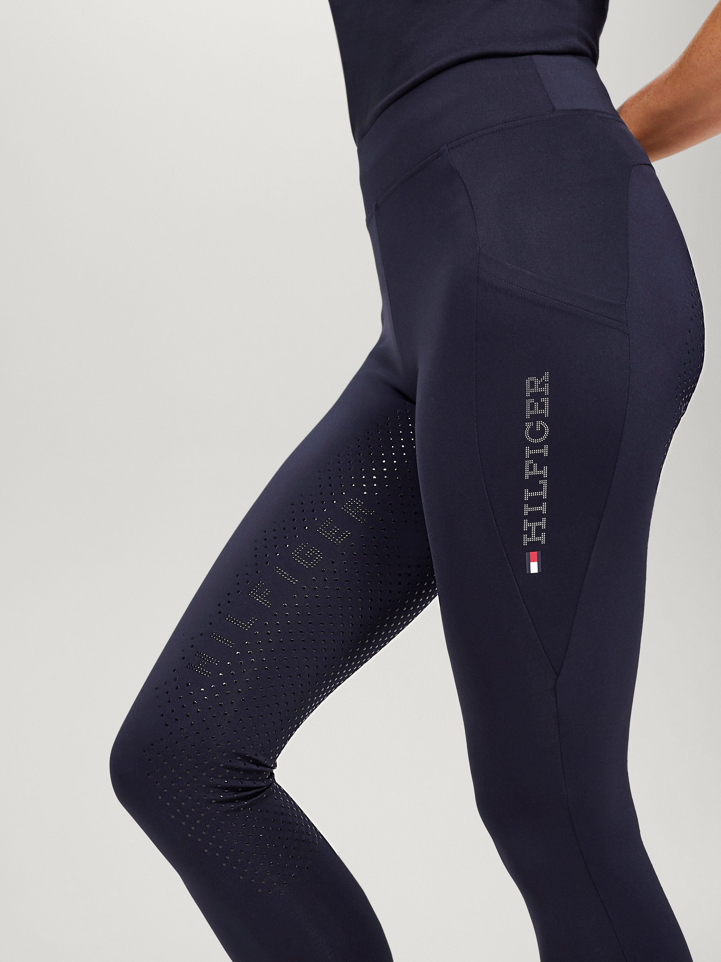 Legging Tommy Hilfiger Equestrian Amber cintura alta full grip feminino Azul-marinho