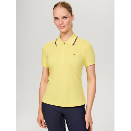 Polo com zíper Tommy Hilfiger Equestrian Camden de mangas curtas feminino