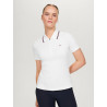 Polo com zíper Tommy Hilfiger Equestrian Camden de mangas curtas feminino - Branco