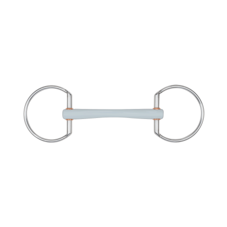 Mordedor de embocadura Beris com azeitonas canhão Comfort fino e anel de 7,5 cm