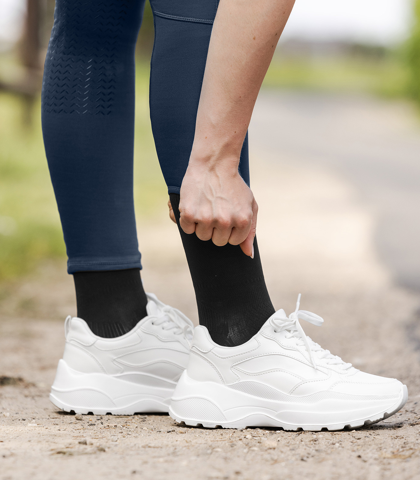 Meias de equitação ELT com efeito de compressão Preto