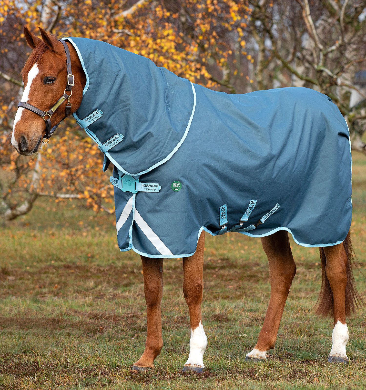 Cobertura Horseware Amigo AmEco 12 Plus 250g Azul escuro / azul claro / azul escuro