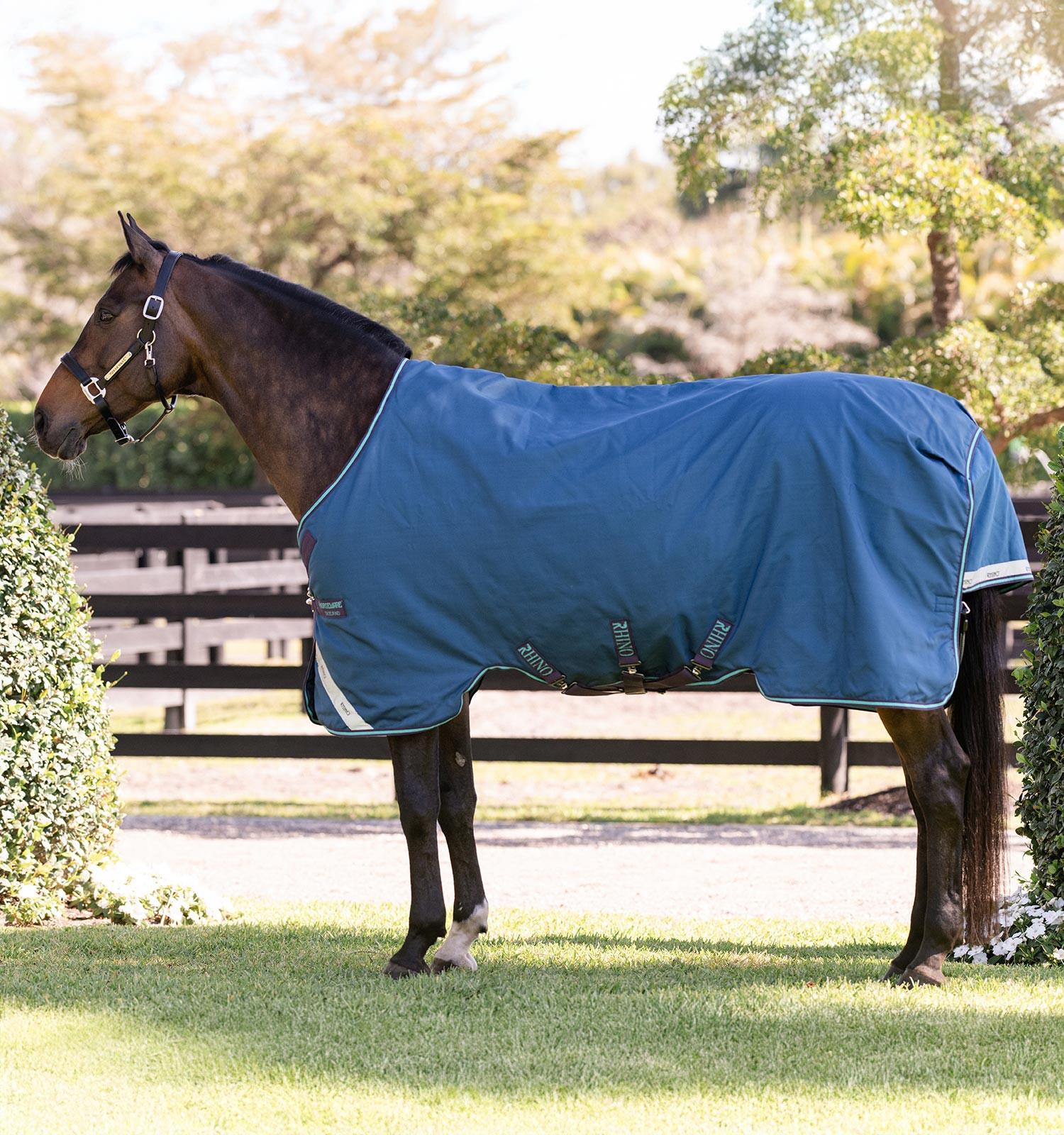 Capa Horseware Rhino Turnout 100g Marinho / cinza / aqua / cinza Azul-marinho