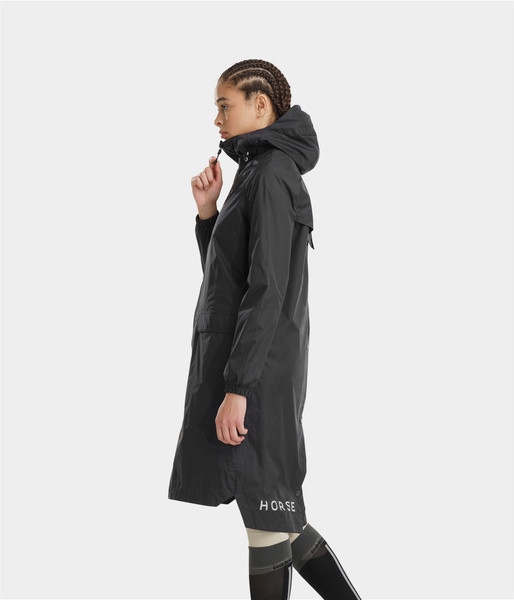 Impermeável longo Raintech Horse Pilot feminino Preto