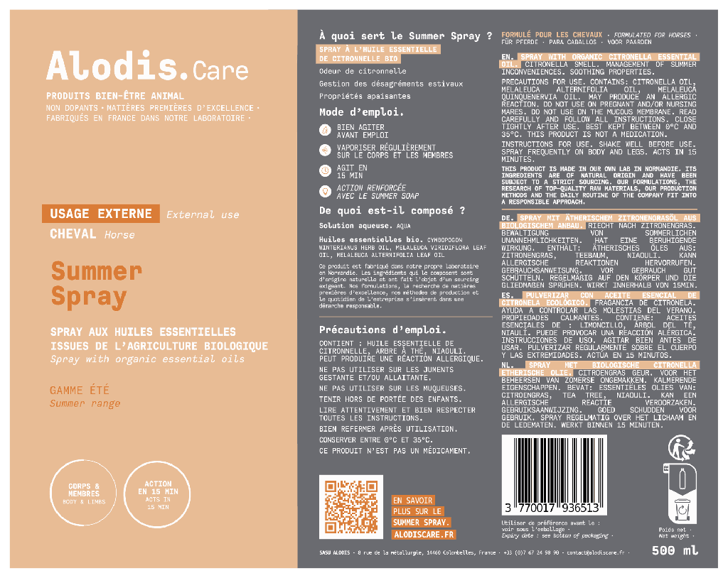 Spray de Verão Repelente Alodis Care
