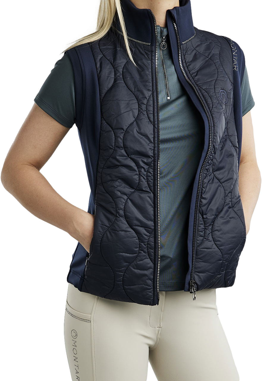 Colete acolchoado sem mangas Hybrid Montar MoMary com cristais metálicos para mulher Preto