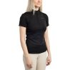 Polo de treino Montar MoCilia refinado de mangas curtas Jacquard feminino - Preto
