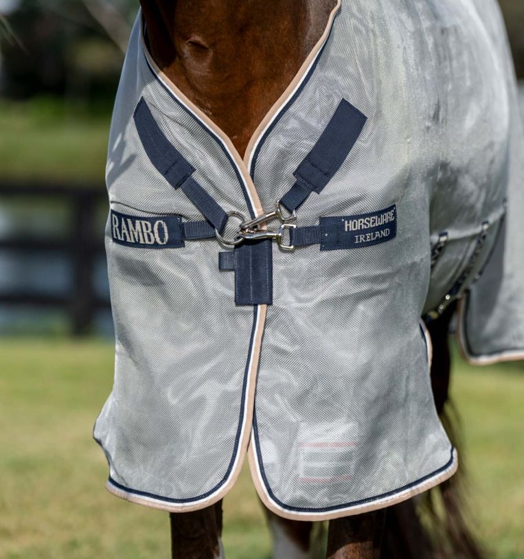 Capa anti-moscas Horseware Protector Rambo Prata / marinho
