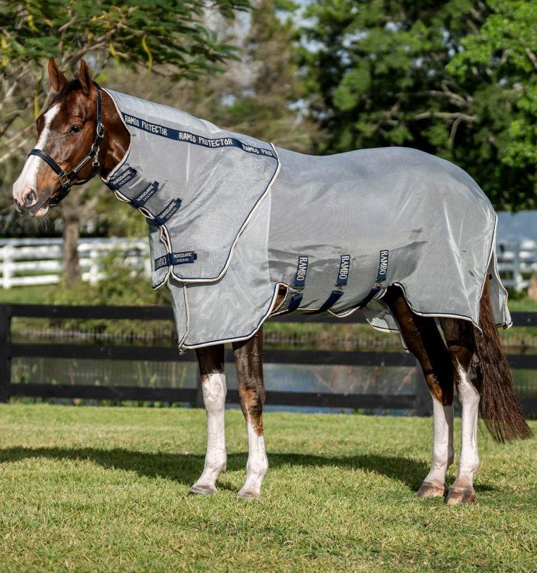 Capa anti-moscas Horseware Rambo Protector disco Prata / marinho