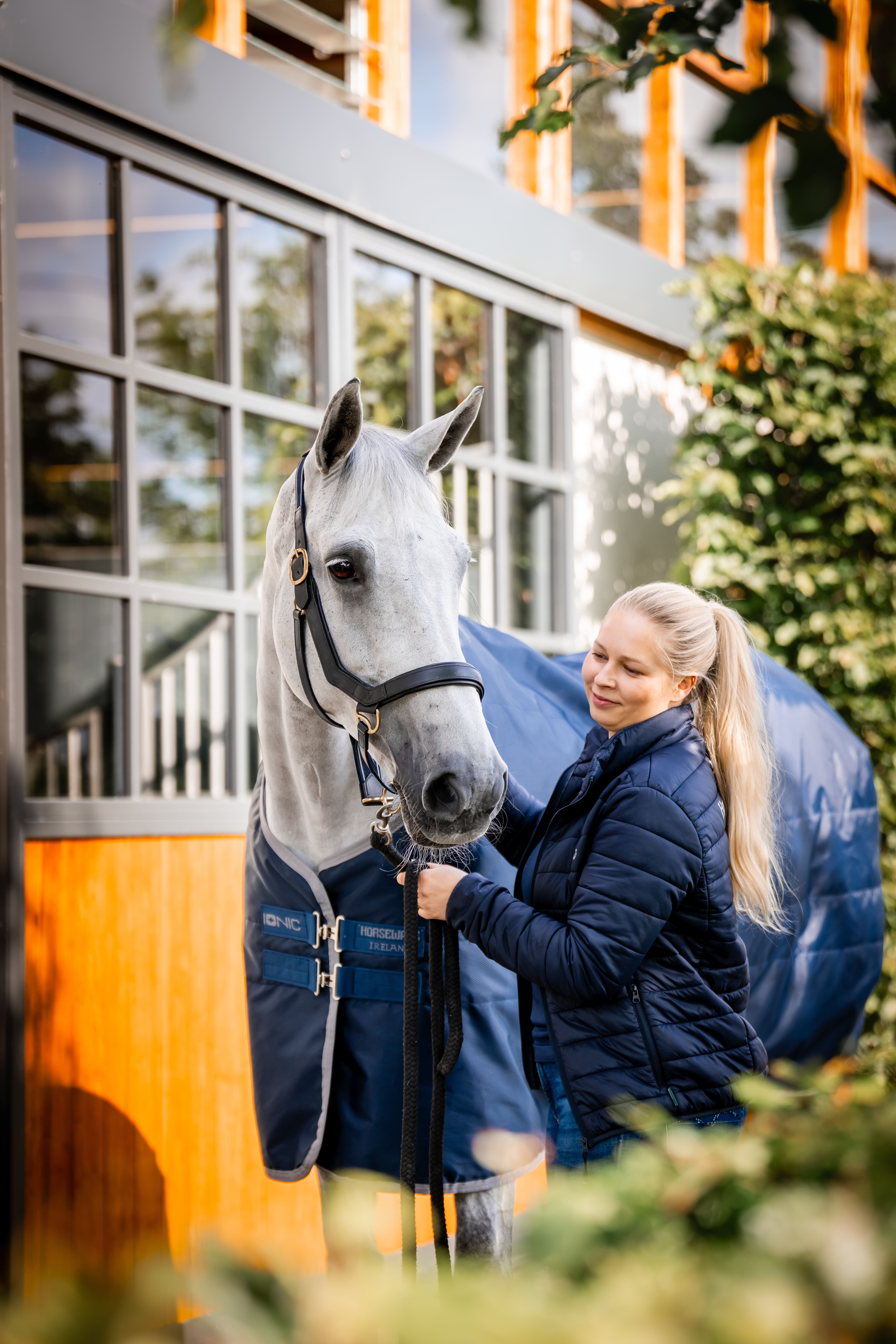 Cobertura de estábulo Horseware Ionic Therapy 50g Bleu imperial / argent /Marine Azul