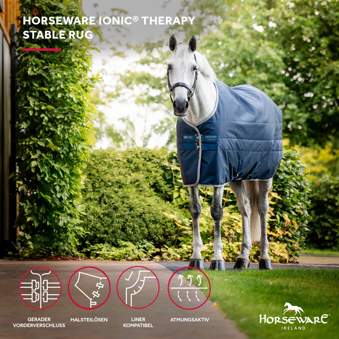Cobertura de estábulo Horseware Ionic Therapy 50g Bleu imperial / argent /Marine Azul