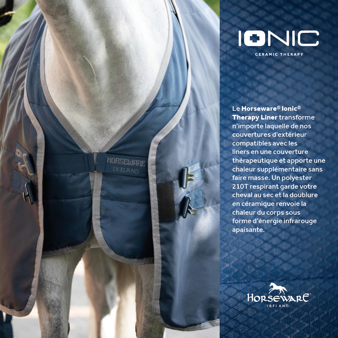 Cobertura de estábulo Horseware Ionic Therapy 50g Bleu imperial / argent /Marine Azul