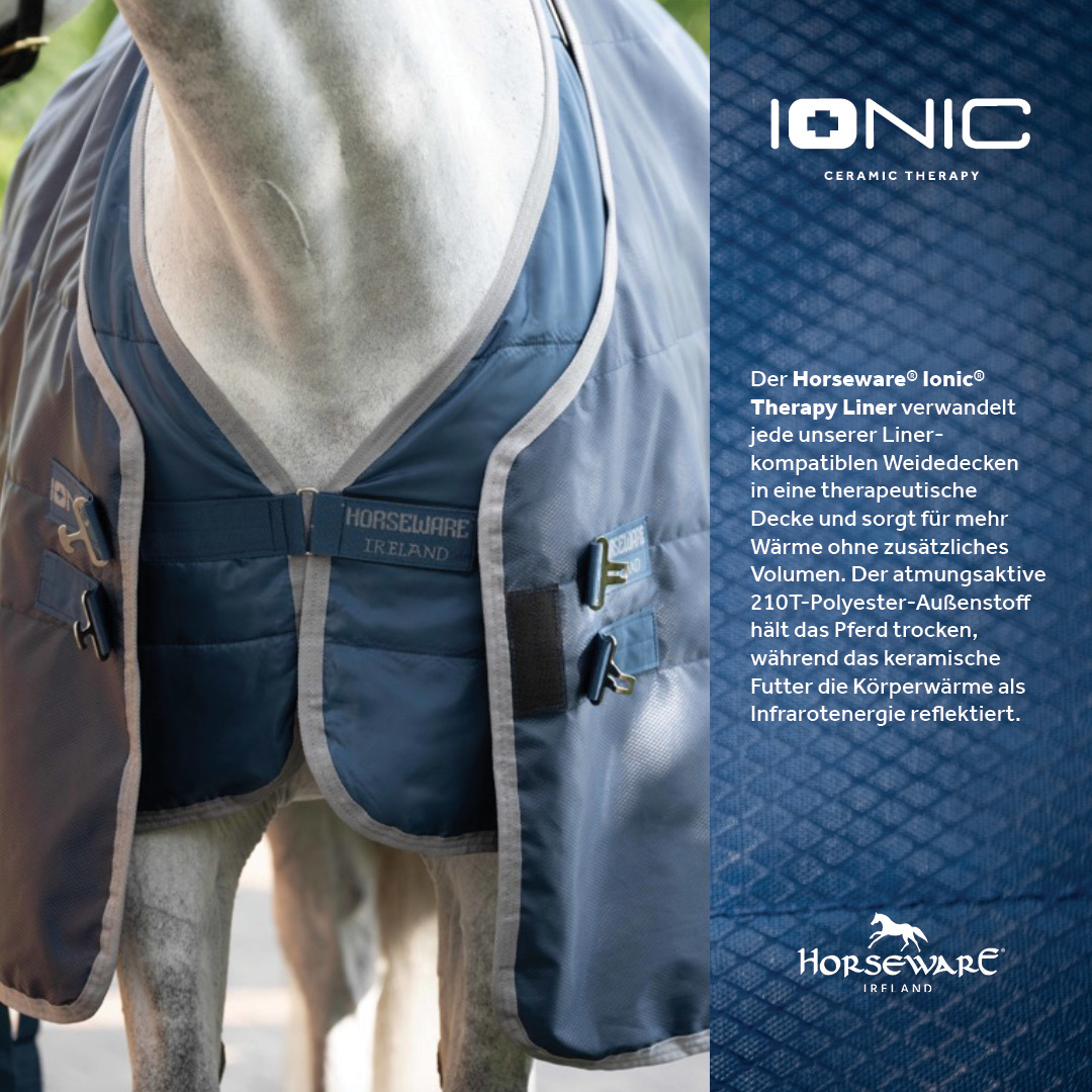 Cobertura de estábulo Horseware Ionic Therapy 50g Bleu imperial / argent /Marine Azul