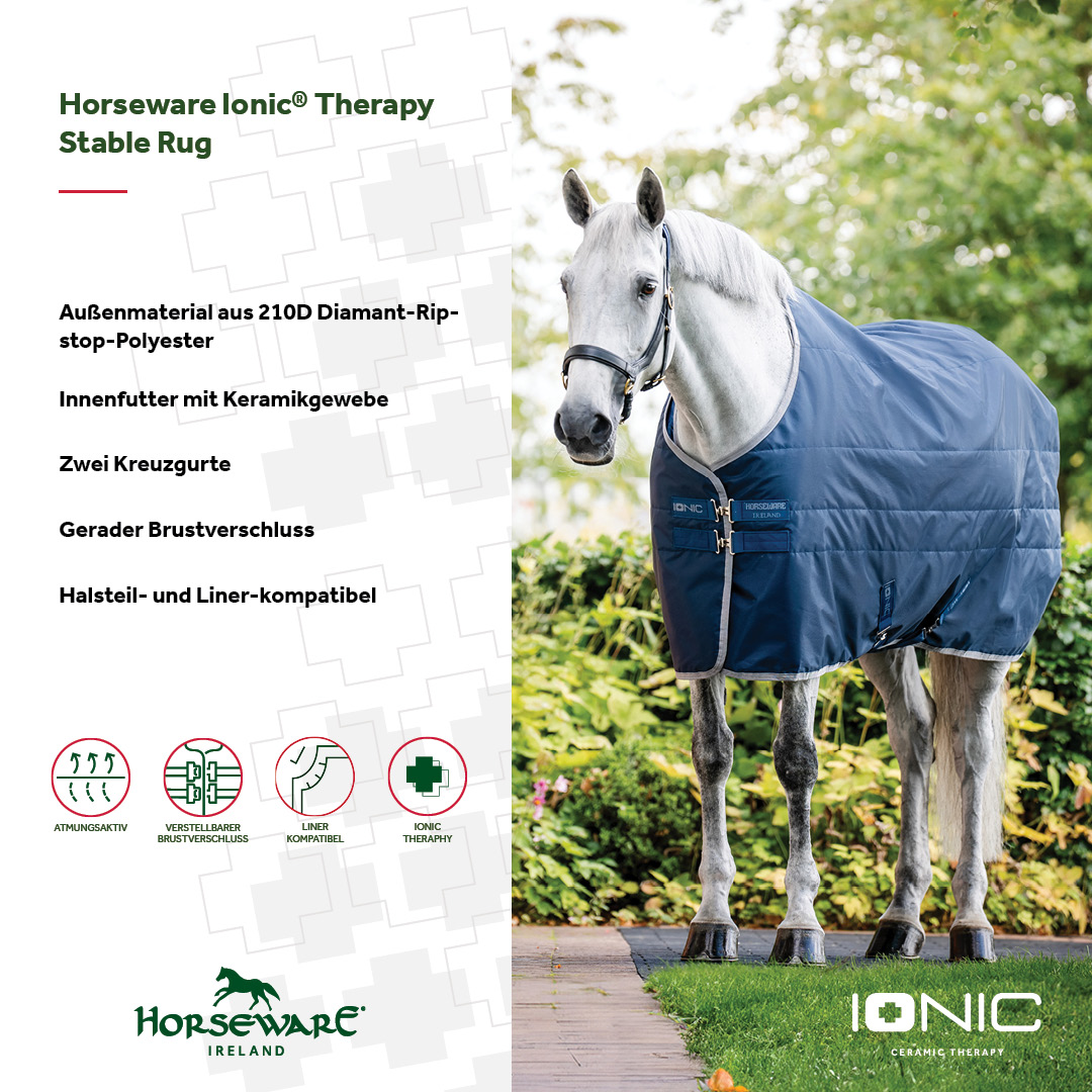Cobertura de estábulo Horseware Ionic Therapy 50g Bleu imperial / argent /Marine Azul