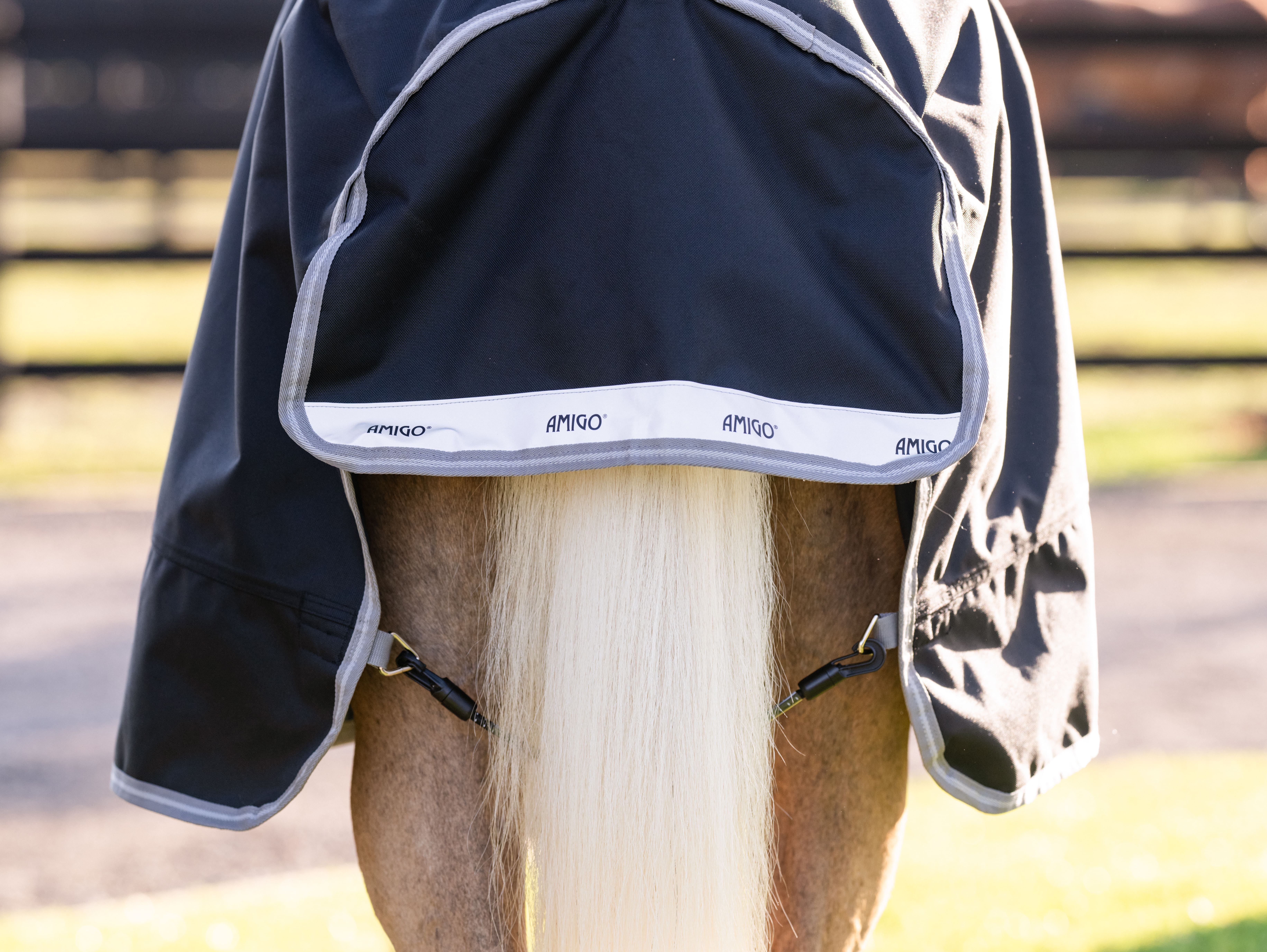 Capa Horseware Amigo 1200D Plus Poney Turnout 0g Preto / cinza titânio / prata
