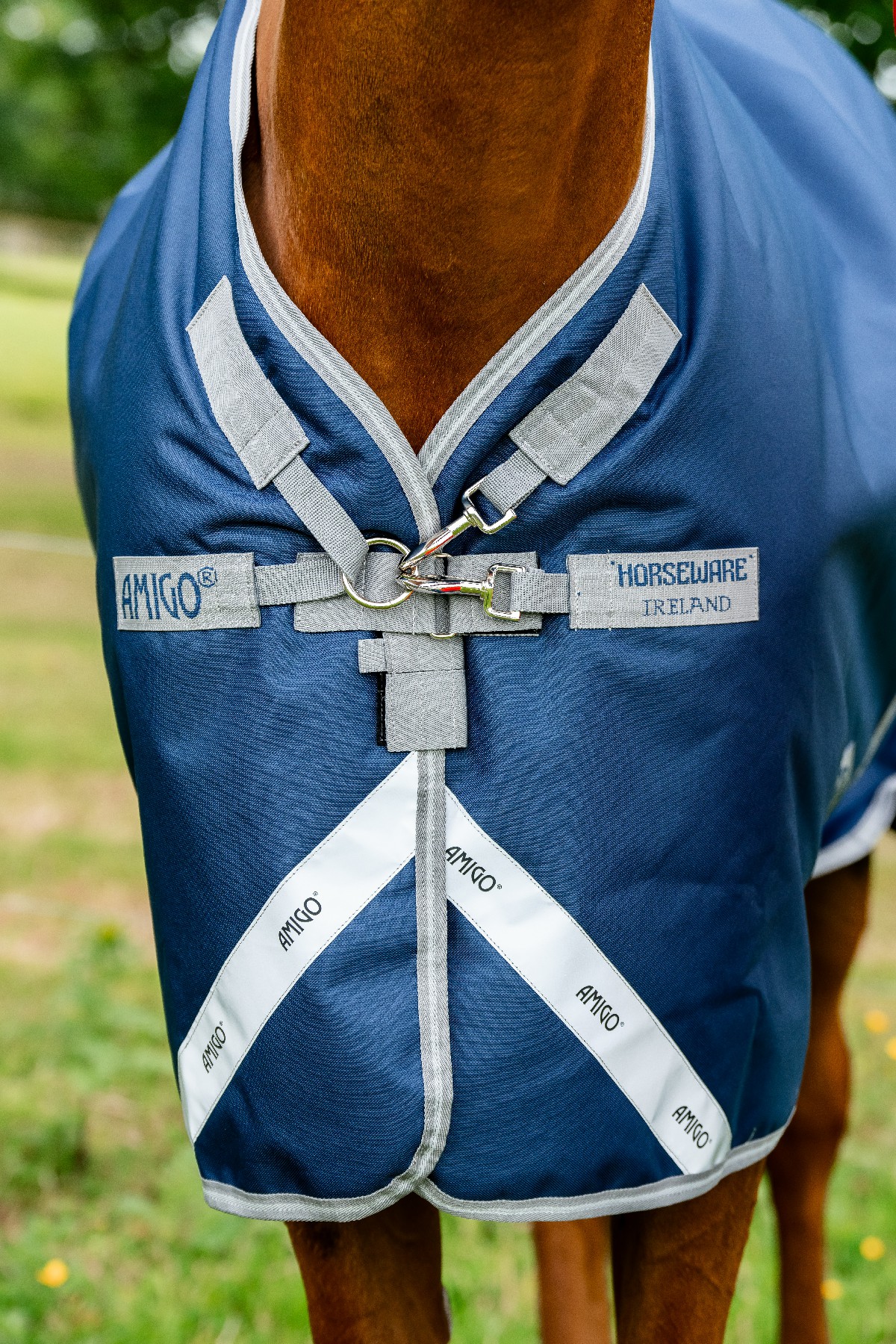 Capa Horseware Amigo 1200D Turnout 50g Marinho / cinza titânio / prata Azul-marinho