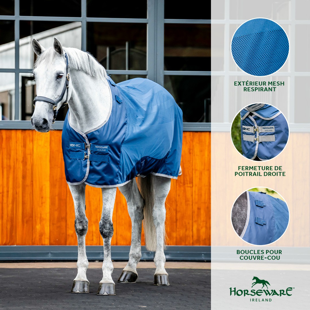Capa Horseware Ionic Therapy Mesh Cooler Bleu imperial / argent /Marine Azul