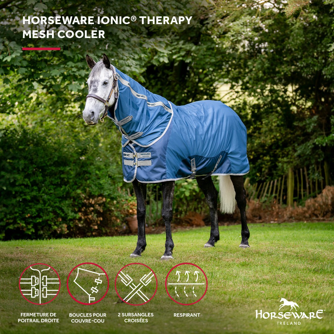 Capa Horseware Ionic Therapy Mesh Cooler Bleu imperial / argent /Marine Azul