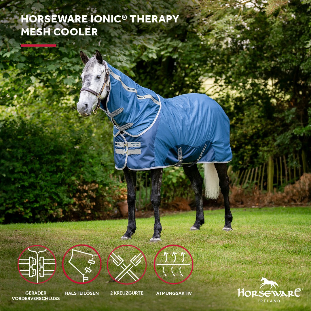 Capa Horseware Ionic Therapy Mesh Cooler Bleu imperial / argent /Marine Azul