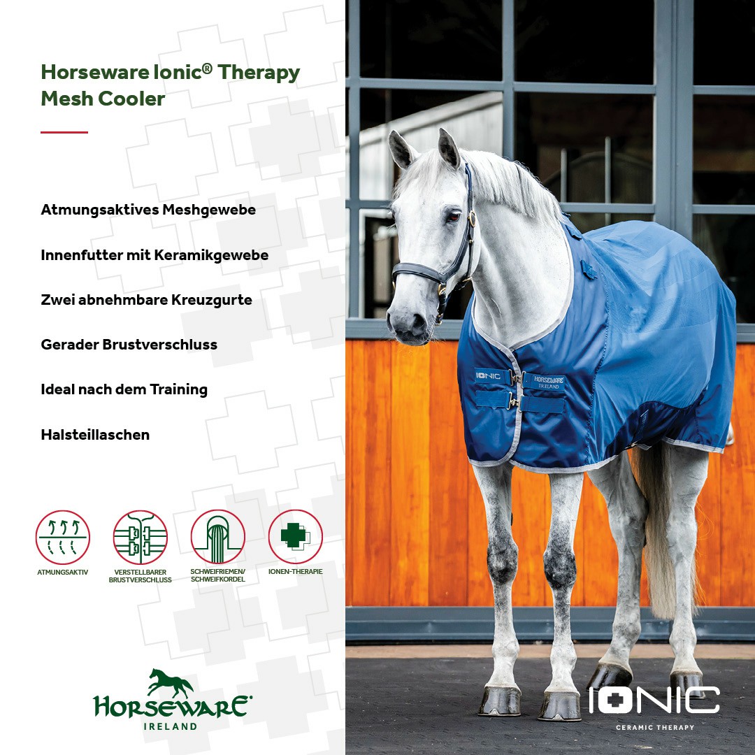 Capa Horseware Ionic Therapy Mesh Cooler Bleu imperial / argent /Marine Azul